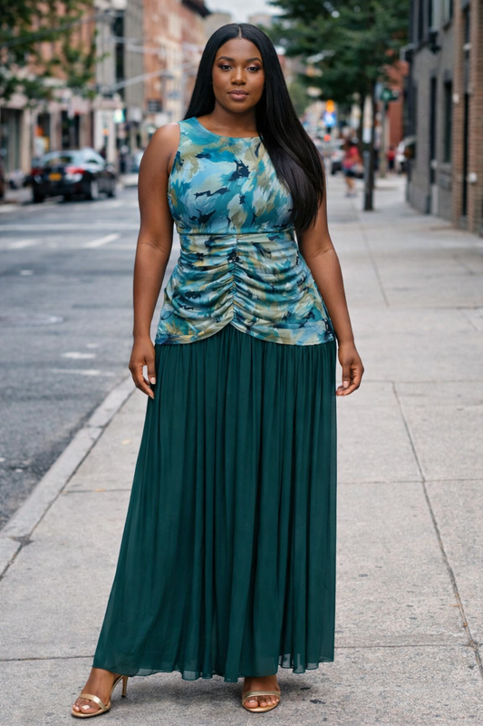 Emerald Elegance Ruched Bodycon Dress