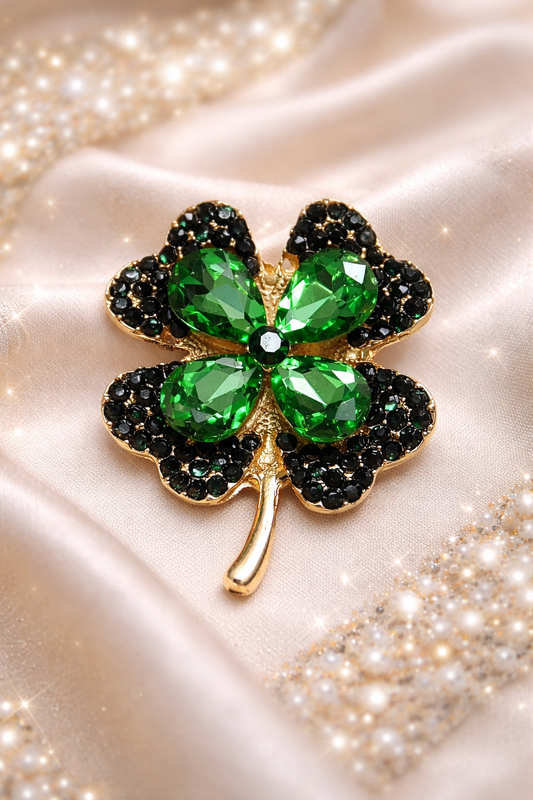 Emerald Fortune Clover Brooch