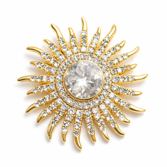 Radiant Sunburst Crystal Statement Brooch
