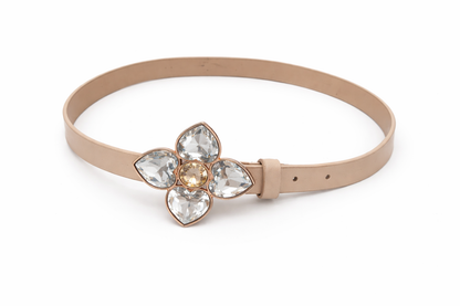 Crystal Bloom Luxe Belt – Nude
