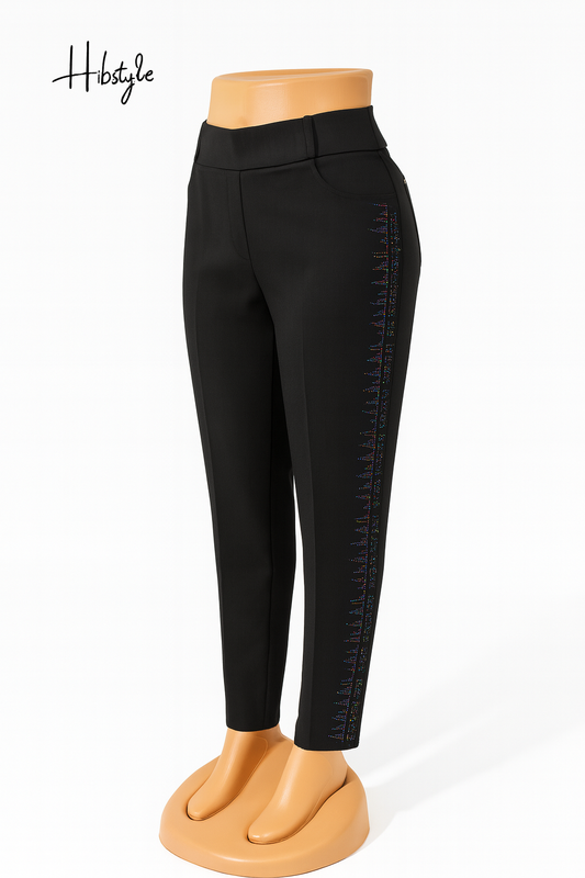 Black Fitted Thick Embellished Jeggings Pant