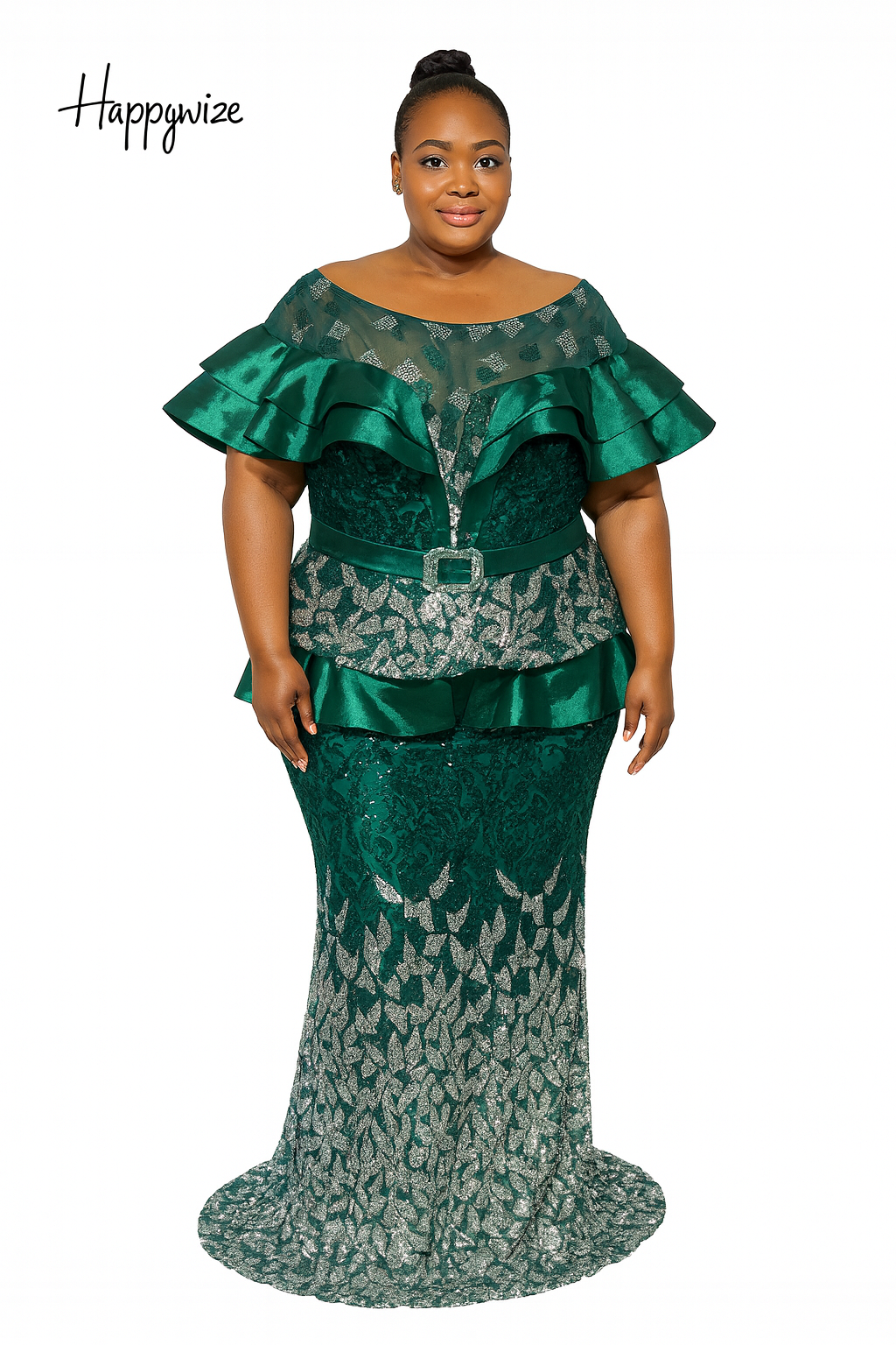 Party Dress: Green Full Length Luxury Dress