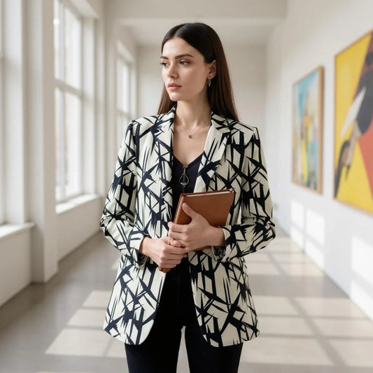 Printed Multi-Tone Blazer – Playful Power Look