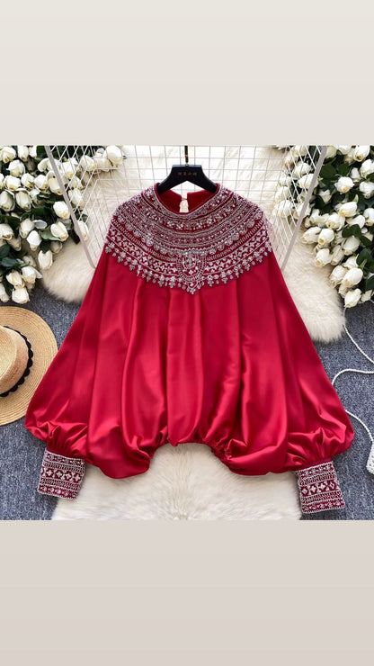 Silk Top with Intricate Embroidery Detail