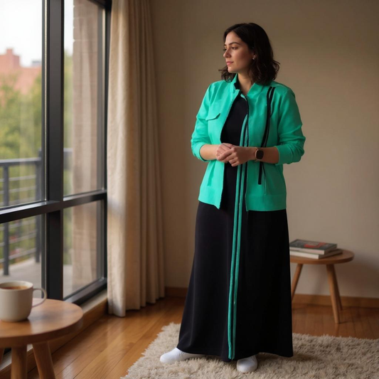 2-Piece Casual Gown & Top Set with Zipper