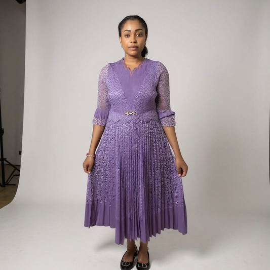 Miyake-Inspired Pleated Dress – One Size Fits All