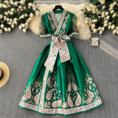 New in: Wrap Around Flower Satin Dress