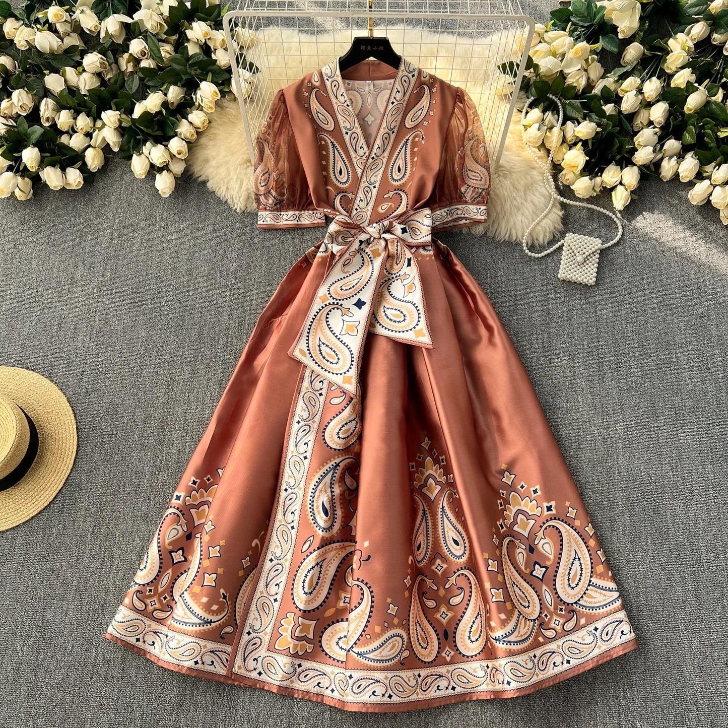 New in: Wrap Around Flower Satin Dress