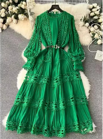 Casual Cotton Dress Featuring Rear Zipper Closure