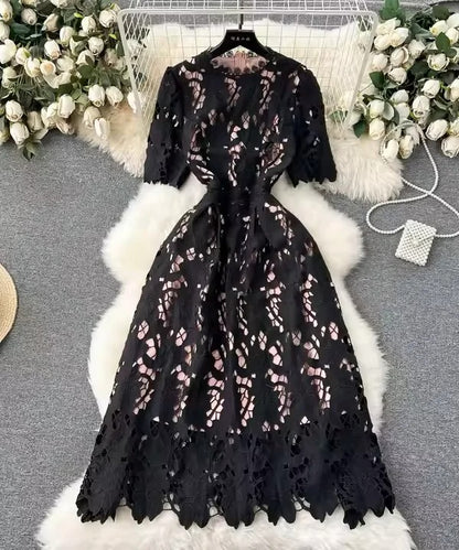 Casual Cotton Dress Featuring Rear Zipper Closure