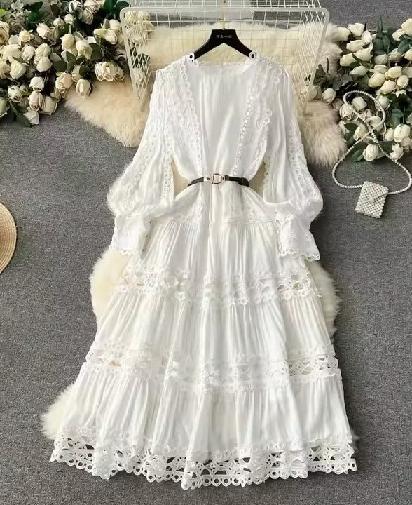 Casual Cotton Dress Featuring Rear Zipper Closure