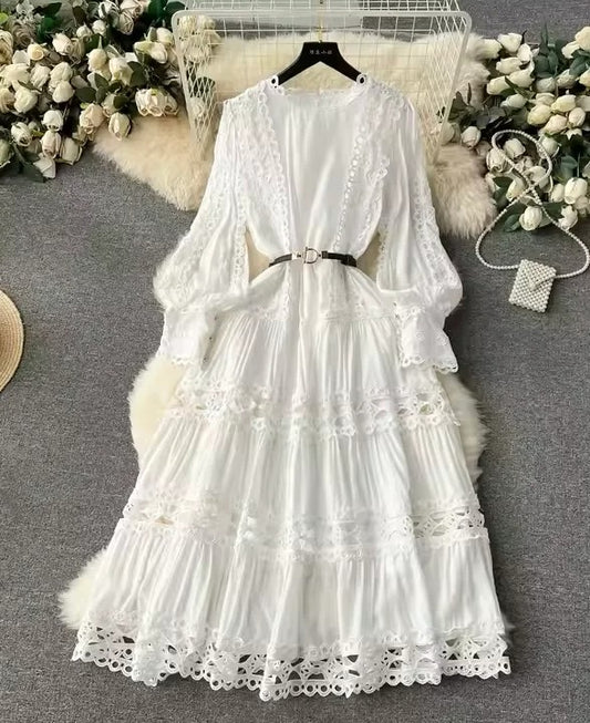 Casual Cotton Dress Featuring Rear Zipper Closure