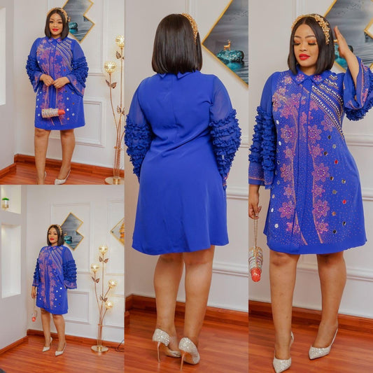 Short Shift Dress with Rhinestone Embellishments