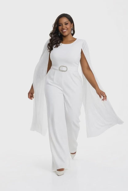 Turkish Brand White Jumpsuit with Flared Sleeves