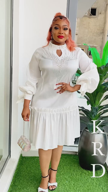 Elegant Knee-Length Taffeta Dress with Rhinestone Detailing