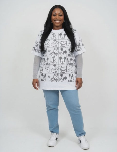 One Size - White Sparkle Statement Casual T-Shirt #2113